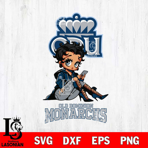 Old Dominion Monarchs Style Black Fan Girl Betty Boop, Svg Eps Dxf Png File, Digital Download