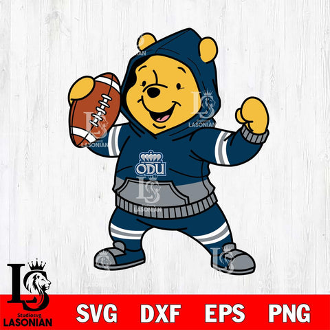 Old Dominion Monarchs Winnie The Pooh Disney Football Christmas File Cut, NCAA SVG DXF EPS PNG FILE, Digital Download , Criucut , Silhouette