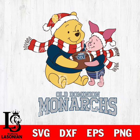 Old Dominion Monarchs Winnie the Pooh & Piglet Football Cricut,Christmas SVG DXF EPS PNG FILE, NCAA Digital Download,Instant Download, Silhouette