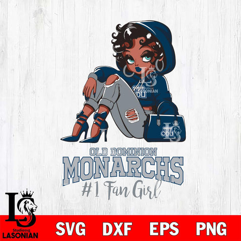 Old Dominion Monarchs #1 beauty Black Fan Girl, Svg Eps Dxf Png File, Digital Download