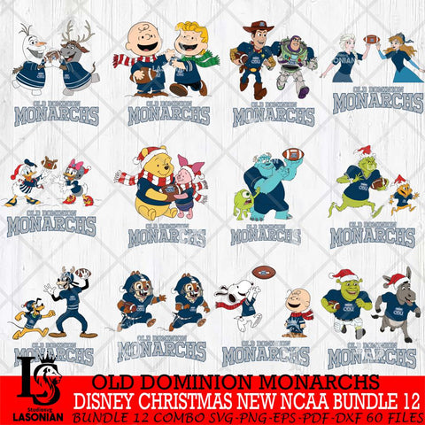 Old Dominion Monarchs  Disney Christmas New NCAA Bundle 12 Cricut,Christmas SVG DXF EPS PNG FILE, BUNDLE NCAA Digital Download,Instant Download, Silhouette