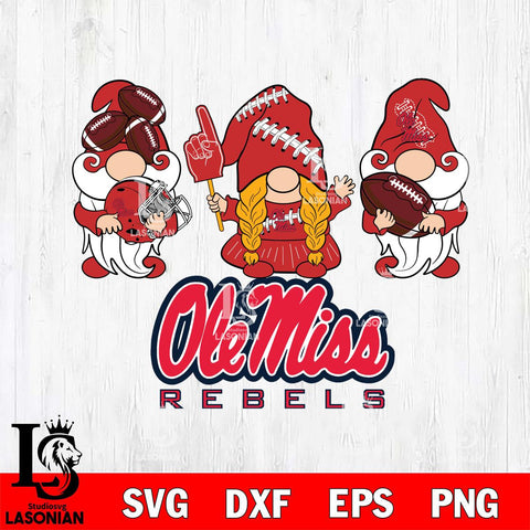 Ole Miss Rebels 3 Gnomes Football Svg Eps Dxf Png File, Digital Download, Instant Download