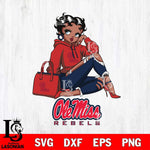 Ole Miss Rebels Awesome Black Fan Girl Betty Boop, Svg Eps Dxf Png File, Digital Download