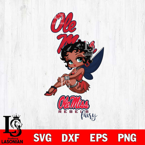 Ole Miss Rebels Beauty Black Fairy Betty Boop, Svg Eps Dxf Png File, Digital Download