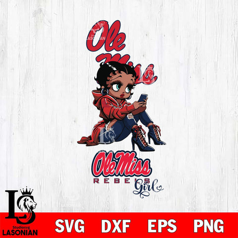 Ole Miss Rebels Beauty Black Fan Girl Football, Svg Eps Dxf Png File, Digital Download