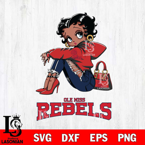 Ole Miss Rebels Betty Boop Black Fan Girl Svg Eps Dxf Png File, Digital Download, Instant Download
