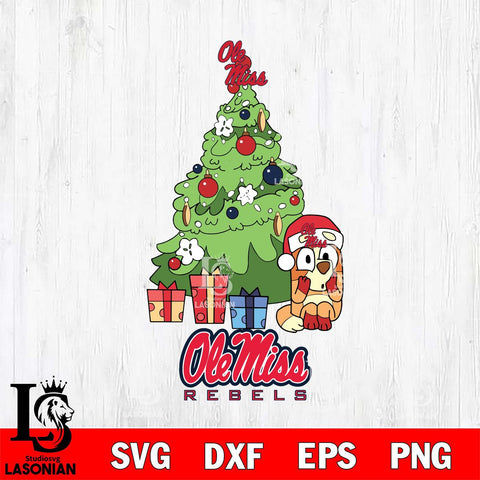 Ole Miss Rebels Bluey Chilli Christmas Tree Svg Eps Dxf Png File, Digital Download