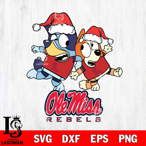 Ole Miss Rebels Bluey Christmas Holiday Svg Eps Dxf Png File, Digital Download
