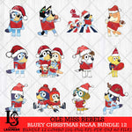 Ole Miss Rebels Bluey Christmas NCAA Bundle 12 SVG Eps Dxf Png File, Digital Download, Instant Download