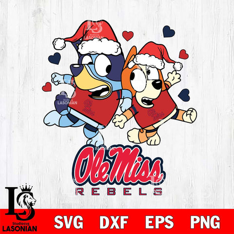 Ole Miss Rebels Bluey Christmas NFL Svg Eps Dxf Png File, Digital Download