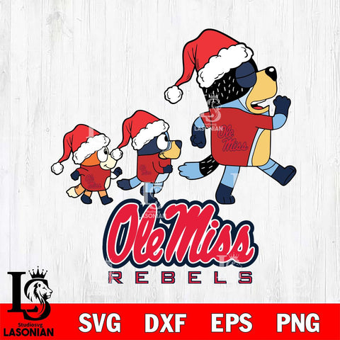 Ole Miss Rebels Bluey Family Christmas Svg Eps Dxf Png File, Digital Download