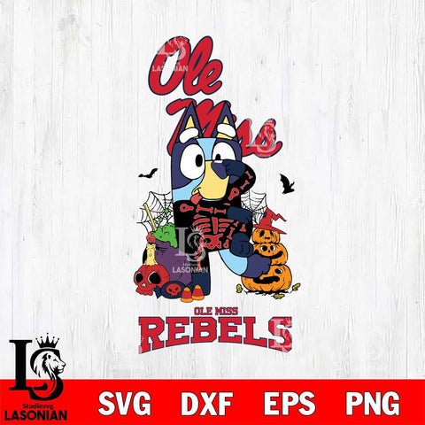 Ole Miss Rebels Bluey Halloween NCAA 2 Svg Eps Dxf Png File, Digital Download, Instant Download