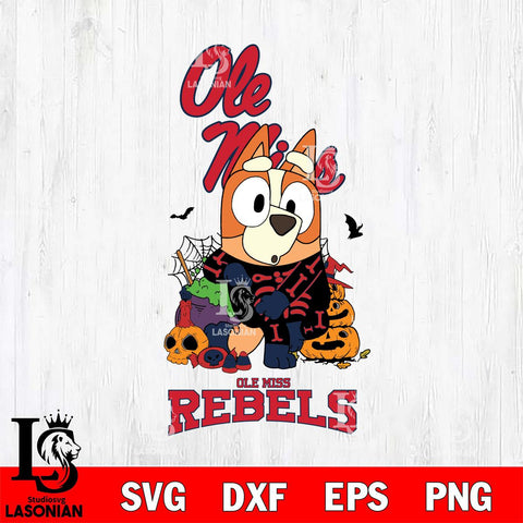 Ole Miss Rebels Bluey Halloween NCAA Svg Eps Dxf Png File, Digital Download, Instant Download