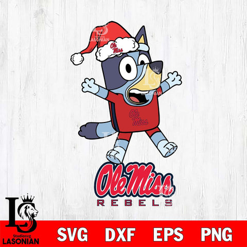 Ole Miss Rebels Bluey Happy Christmas Svg Eps Dxf Png File, Digital Download