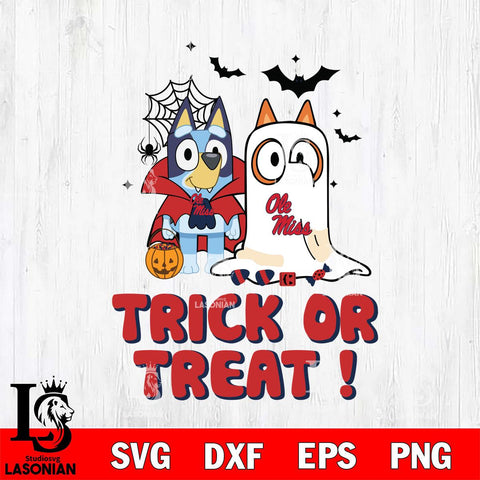 Ole Miss Rebels Bluey Trick or Treat Halloween Svg Eps Dxf Png File, Digital Download, Instant Download