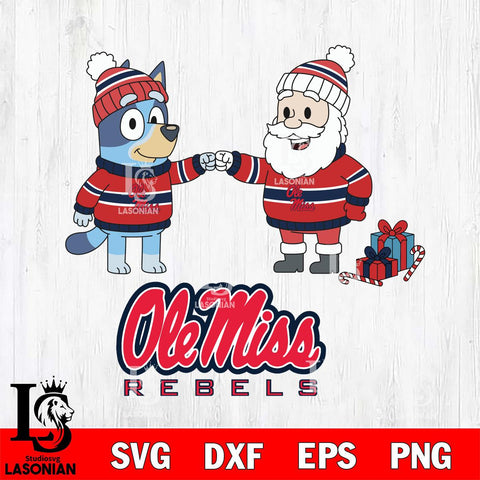 Ole Miss Rebels Bluey With Satan Christmas File Cut, NCAA SVG DXF EPS PNG FILE, Digital Download,Instant Download, Silhouette