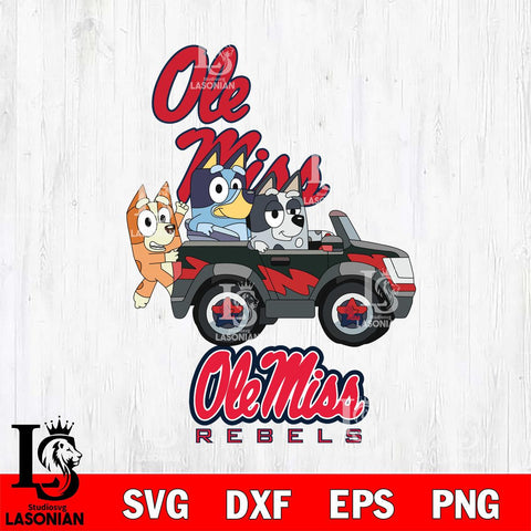 Ole Miss Rebels Bluey friends car Svg Eps Dxf Png File, NCAA svg, Digital Download, Instant Download