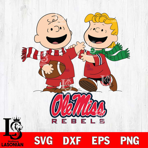 Ole Miss Rebels Charlie Brown & Linus Football Cricut,Christmas SVG DXF EPS PNG FILE, NCAA Digital Download,Instant Download, Silhouette