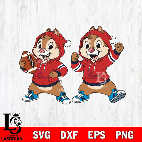 Ole Miss Rebels Chip và Dale Football File Cut, NCAA SVG DXF EPS PNG FILE, Digital Download , Criucut , Silhouette