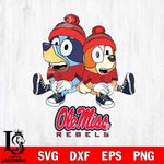Ole Miss Rebels Christmas Bluey & Bingo Sit Cut Files,Bluey Cricut,Christmas Svg , Bluey svg , Digital Download, dxf eps png pdf file
