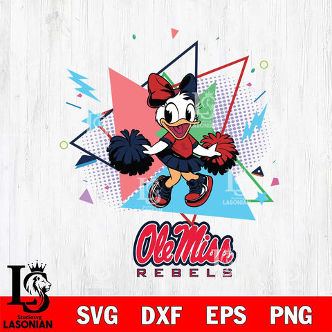 Ole Miss Rebels Cute Daisy Duck Cheerleader SVG DXF EPS PNG FILE, NCAA File Cut,Digital Download,Instant Download