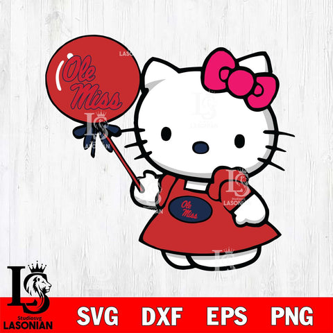 Ole Miss Rebels Cute Hello Kitty 2 Svg Eps Dxf Png File, Digital Download, Instant Download