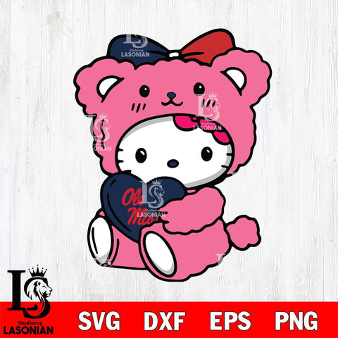Ole Miss Rebels Cute Hello Kitty 3 Svg Eps Dxf Png File, Digital Download, Instant Download