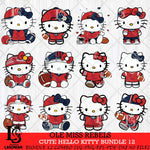 Ole Miss Rebels Cute Hello Kitty Bundle 12 SVG Eps Dxf Png File, NCAA Bundle svg, Digital Download, Instant Download