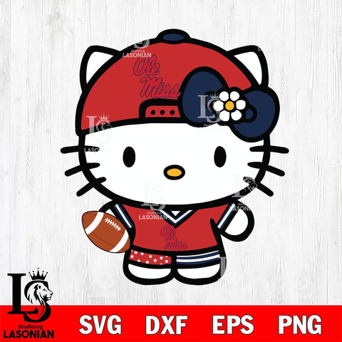 Ole Miss Rebels Cute Hello Kitty Football 10 Svg Eps Dxf Png File, NCAA svg, Digital Download, Instant Download