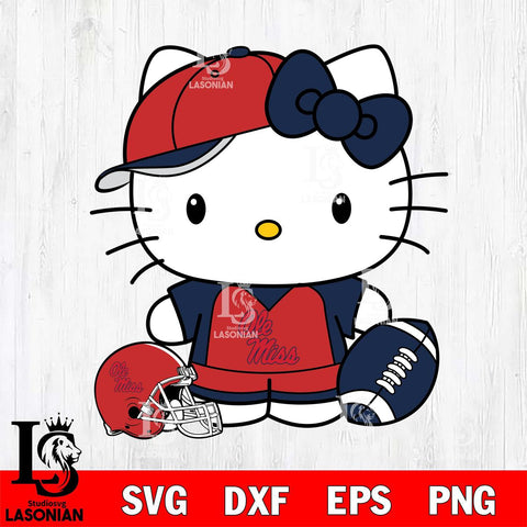 Ole Miss Rebels Cute Hello Kitty Football 4 Svg Eps Dxf Png File, NCAA svg, Digital Download, Instant Download