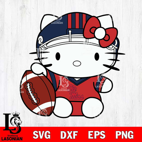 Ole Miss Rebels Cute Hello Kitty Football 5 Svg Eps Dxf Png File, NCAA svg, Digital Download, Instant Download