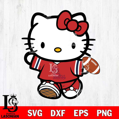Ole Miss Rebels Cute Hello Kitty Football 7 Svg Eps Dxf Png File, NCAA svg, Digital Download, Instant Download