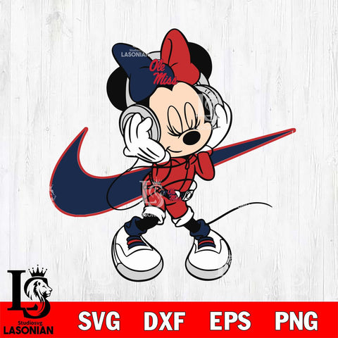 Ole Miss Rebels Cute Minnie Mouse Dancing Svg Eps Dxf Png File, NCAA svg, Digital Download, Instant Download