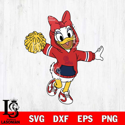 Ole Miss Rebels Daisy Duck Cheerleader Christmas File Cut, NCAA SVG DXF EPS PNG FILE, Digital Download , Criucut , Silhouette