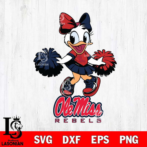 Ole Miss Rebels Daisy Duck Cheerleader Disney, Svg Eps Dxf Png File, Digital Download