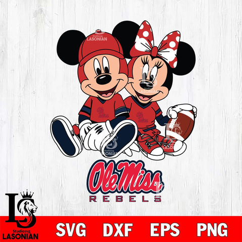 Ole Miss Rebels Disney Mickey And Minnie Football Svg Eps Dxf Png File, NCAA svg , Digital Download , Instant Download, Cricut File