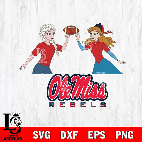 Ole Miss Rebels Elsa & Anna Football Cricut,Christmas SVG DXF EPS PNG FILE, NCAA Digital Download,Instant Download, Silhouette