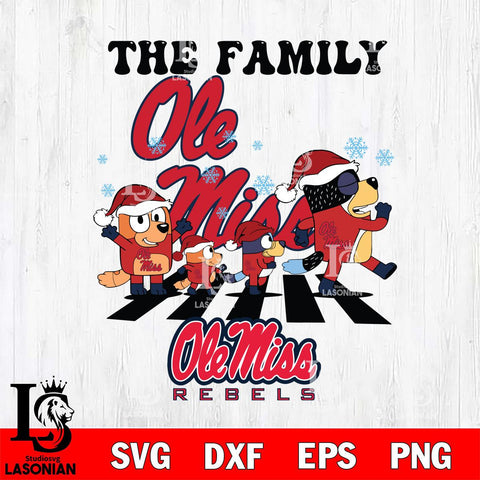 Ole Miss Rebels Family Bluey Christmas Svg Eps Dxf Png File, Digital Download