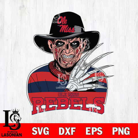 Ole Miss Rebels Freddy Krueger Horror Halloween Svg Eps Dxf Png File, NCAA svg, Digital Download, Instant Download