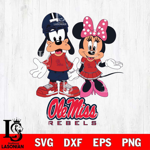 Ole Miss Rebels Goofy and Minnie mouse Football SVG DXF EPS PNG FILE,NCAA svg ,Football Digital Download,Instant Download, Silhouette