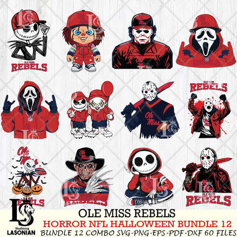 Ole Miss Rebels Halloween Bundle 12 SVG Svg Eps Dxf Png File, NCAA bundle svg, Digital Download, Instant Download