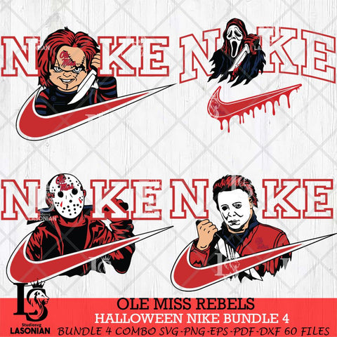 Ole Miss Rebels Halloween Nike NCAA Bundle 4 Svg Eps Dxf Png File, Digital Download, Instant Download