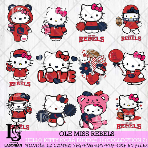 Ole Miss Rebels Hello Kitty Bundle 12 SVG Svg Eps Dxf Png File, Digital Download, Instant Download