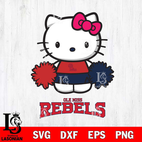 Ole Miss Rebels Hello Kitty Cheerleader 2 Svg Eps Dxf Png File, Digital Download, Instant Download