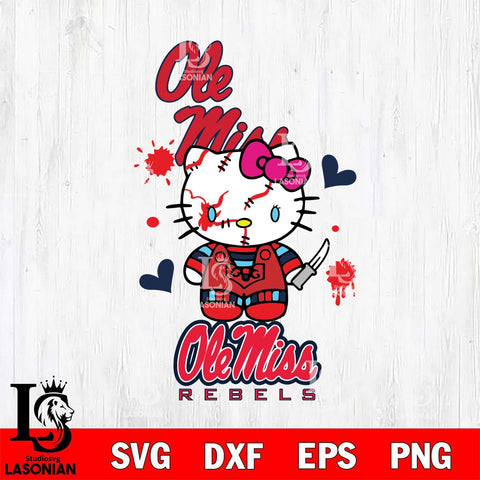 Ole Miss Rebels Hello Kitty Horror 2 Svg Eps Dxf Png File, Digital Download