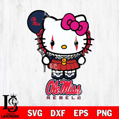 Ole Miss Rebels Hello Kitty Horror 7 Svg Eps Dxf Png File, Digital Download