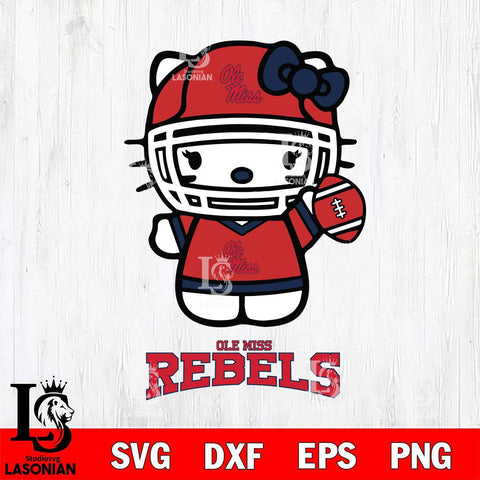 Ole Miss Rebels Hello Kitty NCAA 1 Svg Eps Dxf Png File, Digital Download, Instant Download