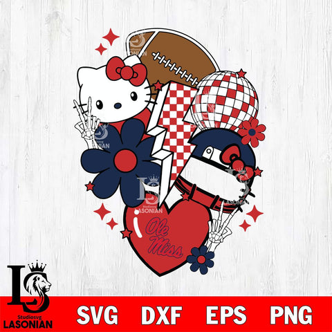 Ole Miss Rebels Hello Kitty NCAA 2 Svg Eps Dxf Png File, Digital Download, Instant Download