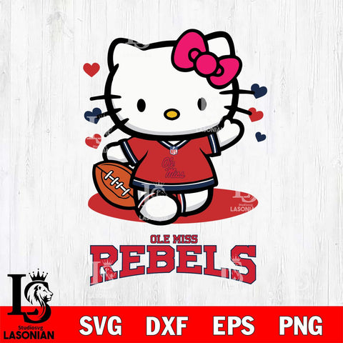 Ole Miss Rebels Hello Kitty NCAA 3 Svg Eps Dxf Png File, Digital Download, Instant Download