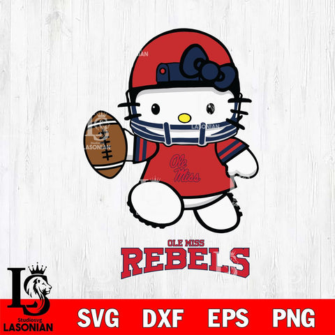 Ole Miss Rebels Hello Kitty NCAA 4 Svg Eps Dxf Png File, Digital Download, Instant Download